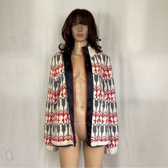 Anthropologie Sleeping On Snow Intarsia fair isle wool blend sweater cardigan S - Picture 8 of 14